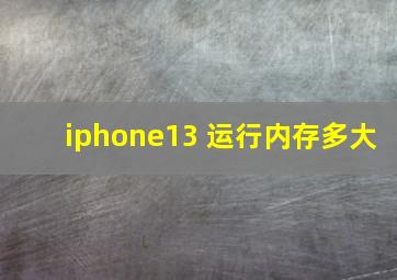 iphone13 运行内存多大